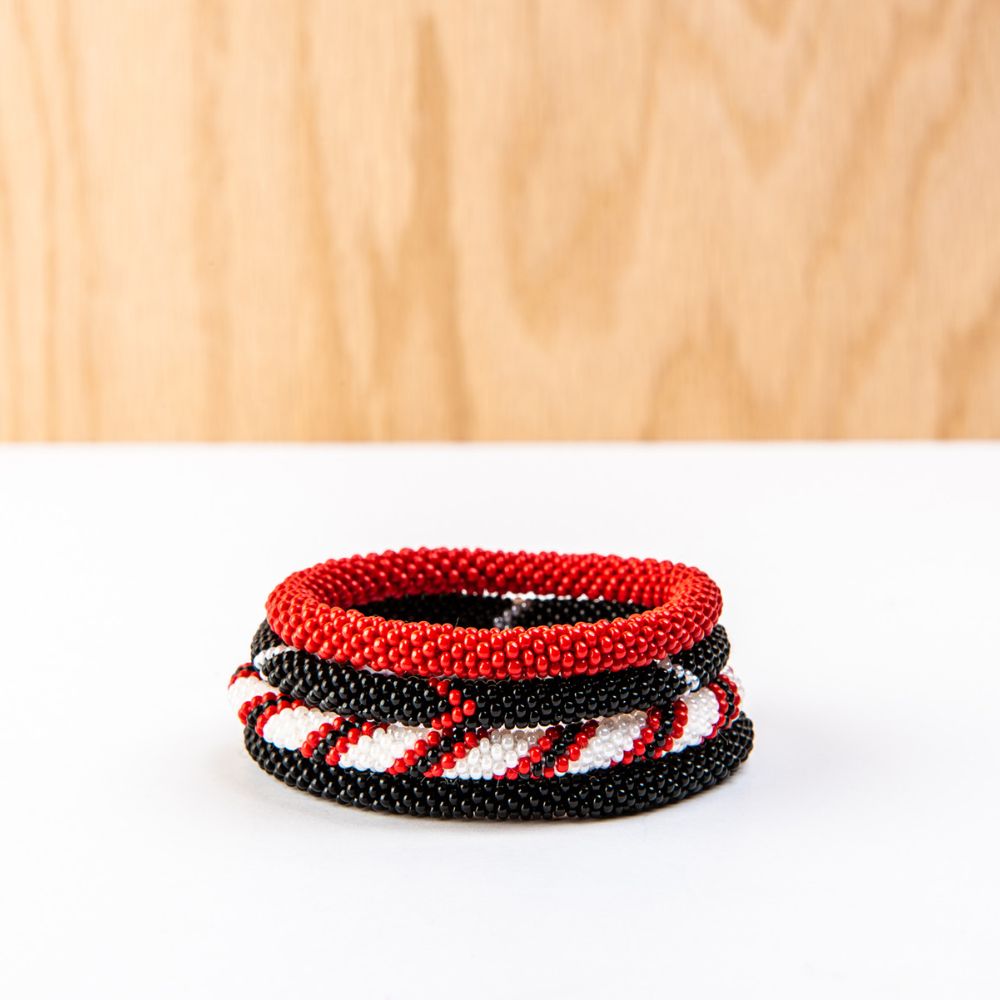 Black and Red Four Bracelet Set