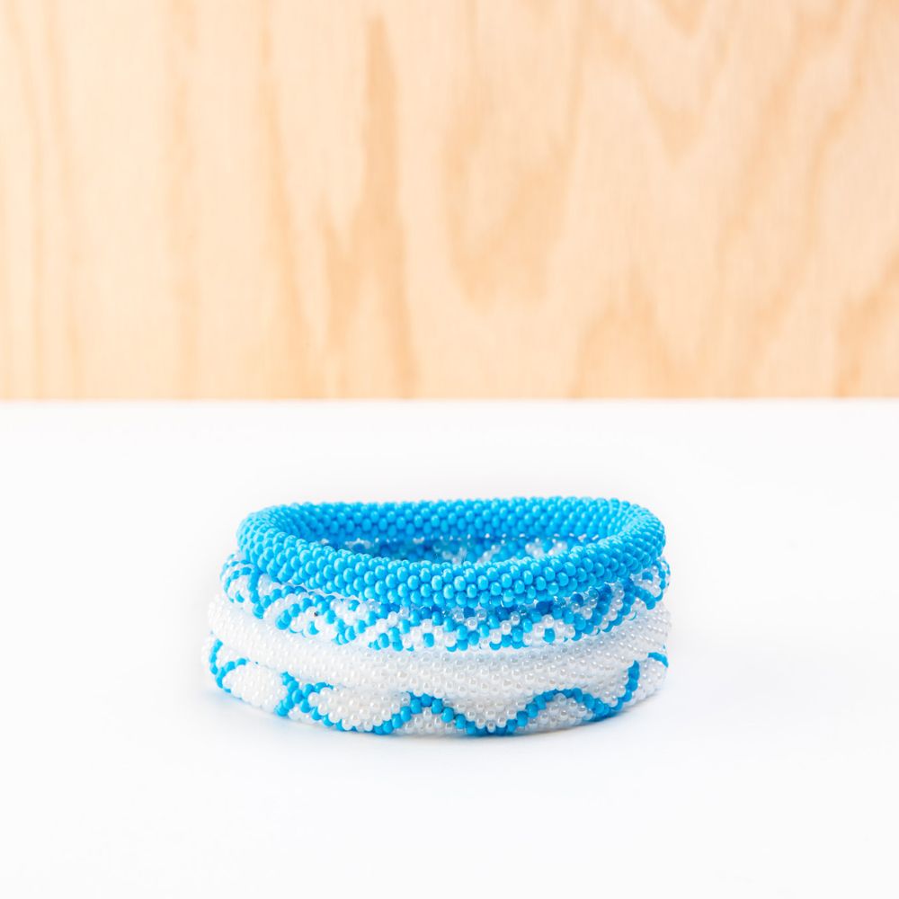 Sky Blue and White Bracelet Set