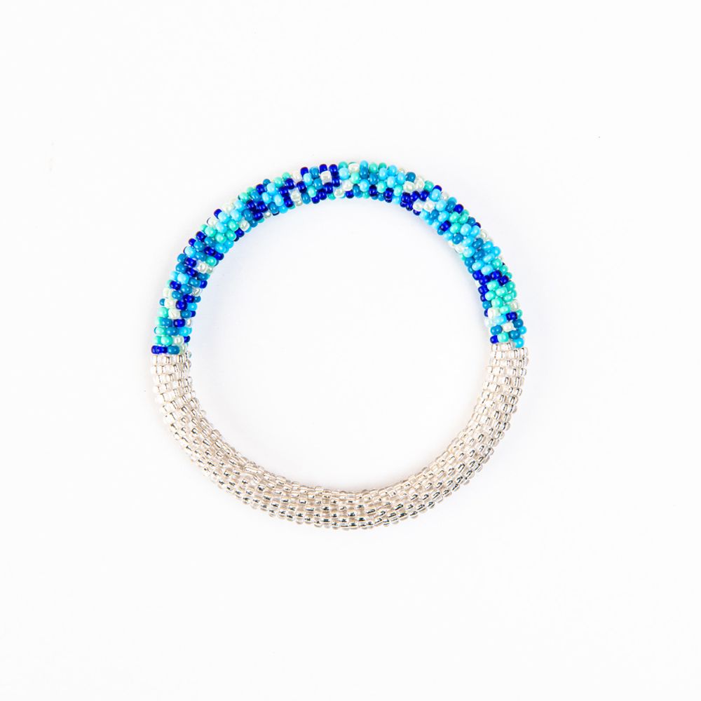 Blue Confetti Silver Split Bracelet
